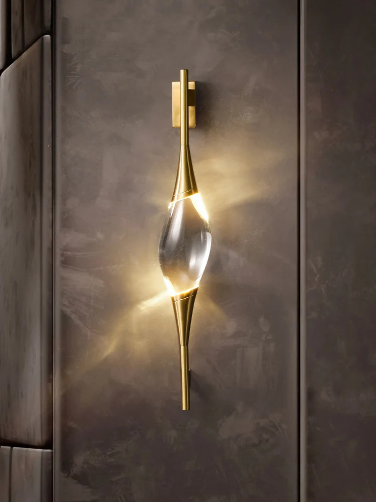 Foyer Lighting Wall Decor - Postmodern minimalist copper crystal wall lamp