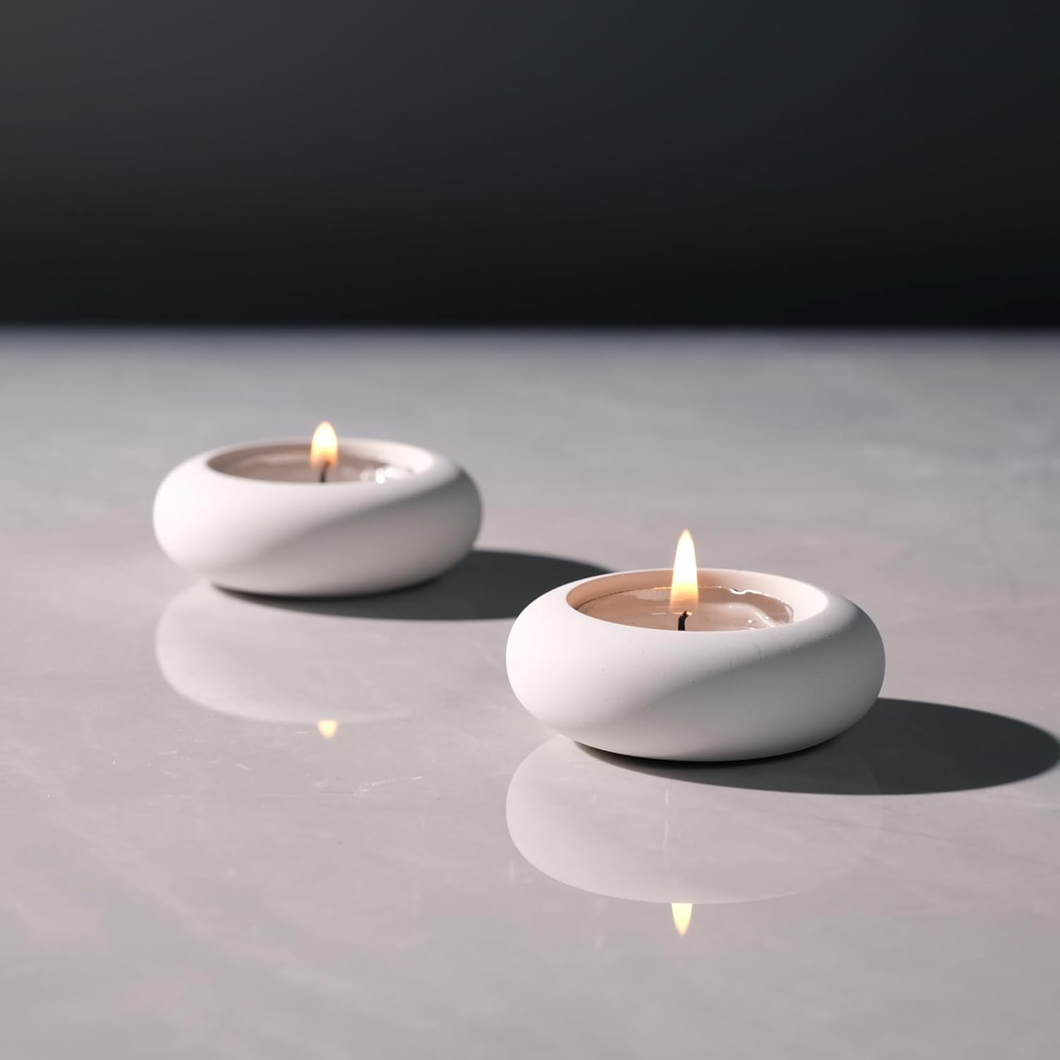 Candle Holder Set - Handmade Pebble Tealight Candle Holders Set