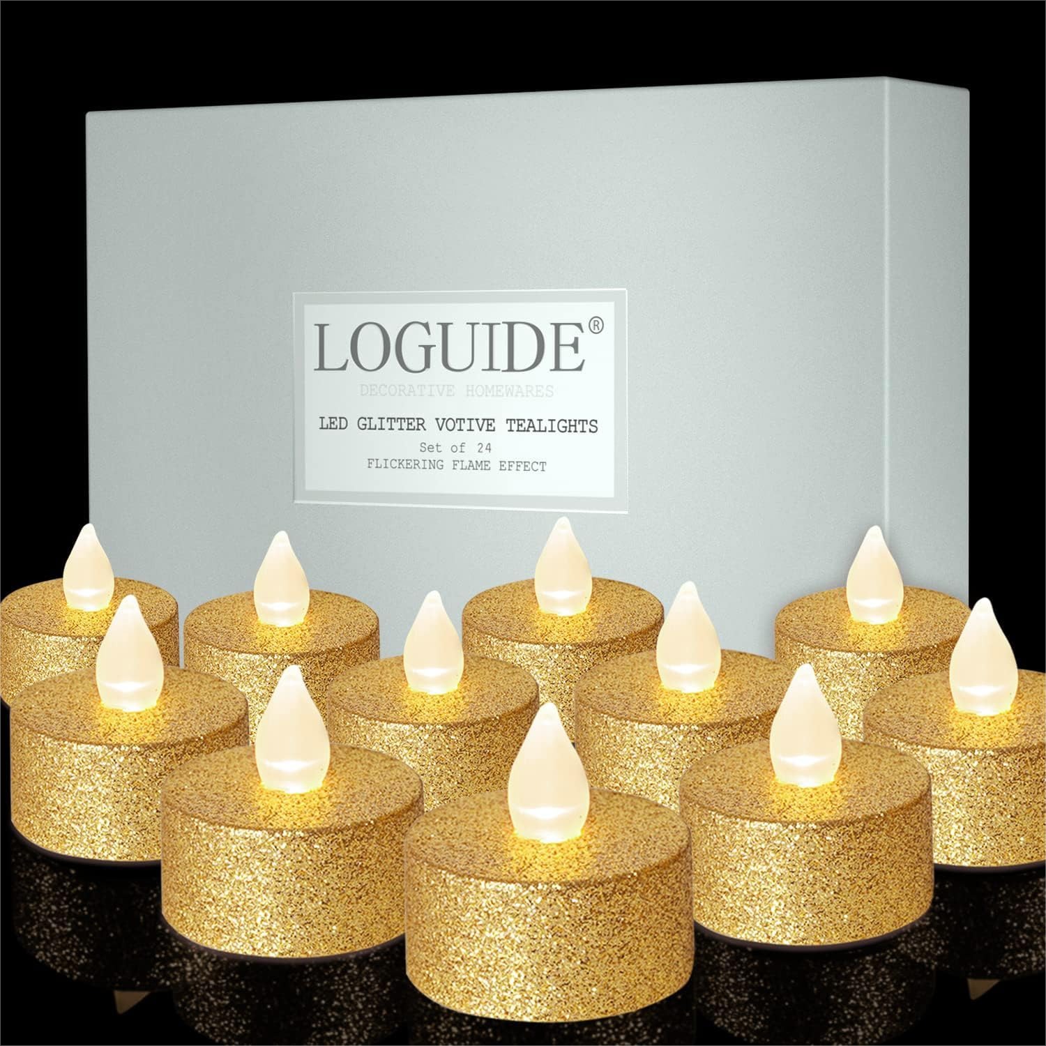Lighting Decor Wedding - Gold LED Tea Lights, 24 Pack