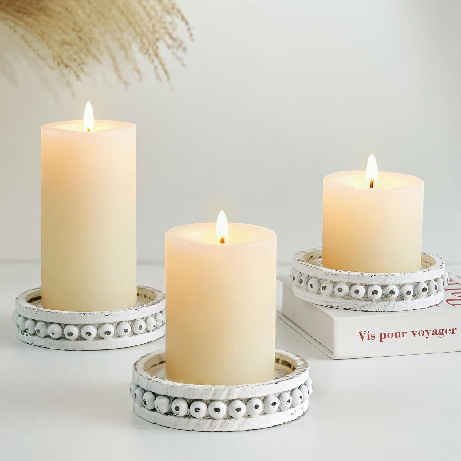 Candle Holder Set - Wooden Candle Holder for Pillar Candles: