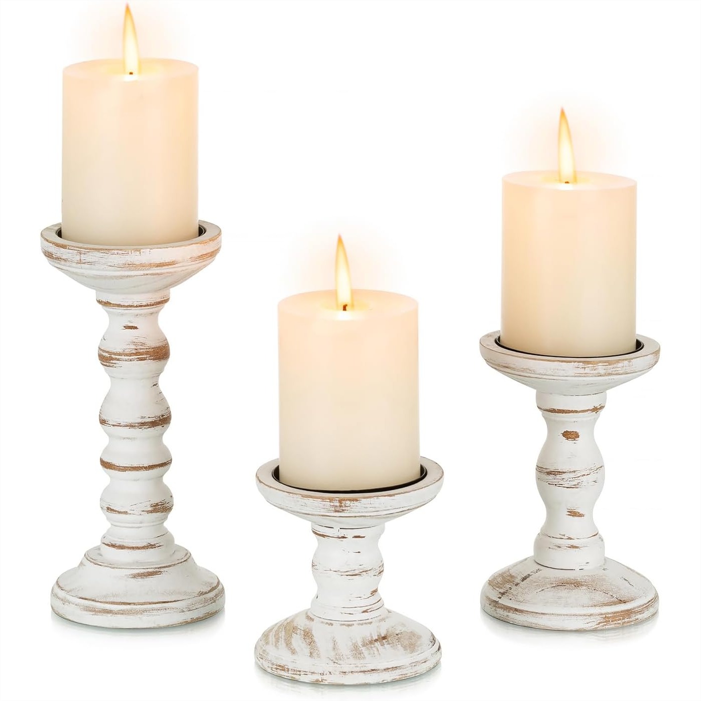 Candle Holder Set - Wood Candle Holders for Pillar Candles,