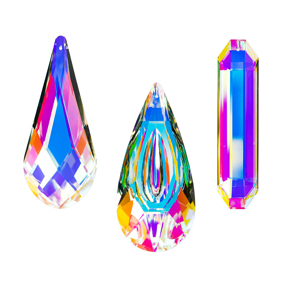 Home Decor Lighting Manufacturer - Glass Crystal Prism Pendant 120mm Rainbow