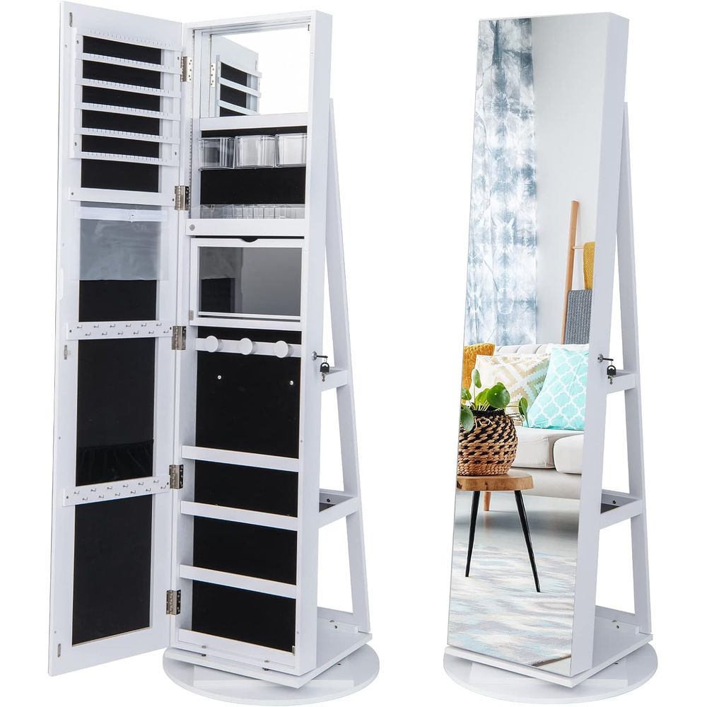 Furniture Lighting & Decor Magazine - 360° Swivel Jewelry Cabinet with Full-Length