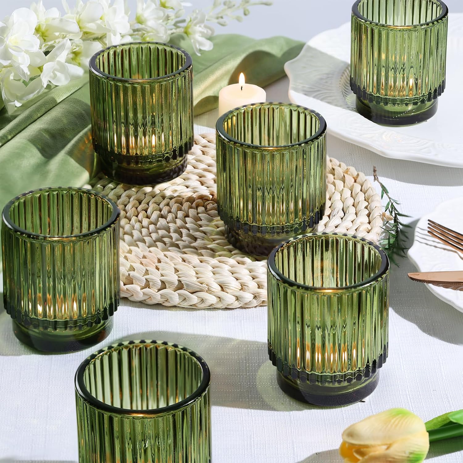 Lighting Decor Wedding - 8pcs Green Votive Candle Holders for