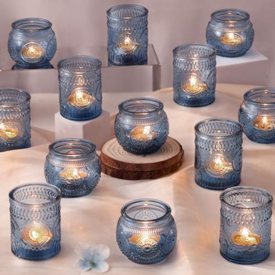 Lighting Decor Wedding - 24Pcs Blue Votive Candle Holders -