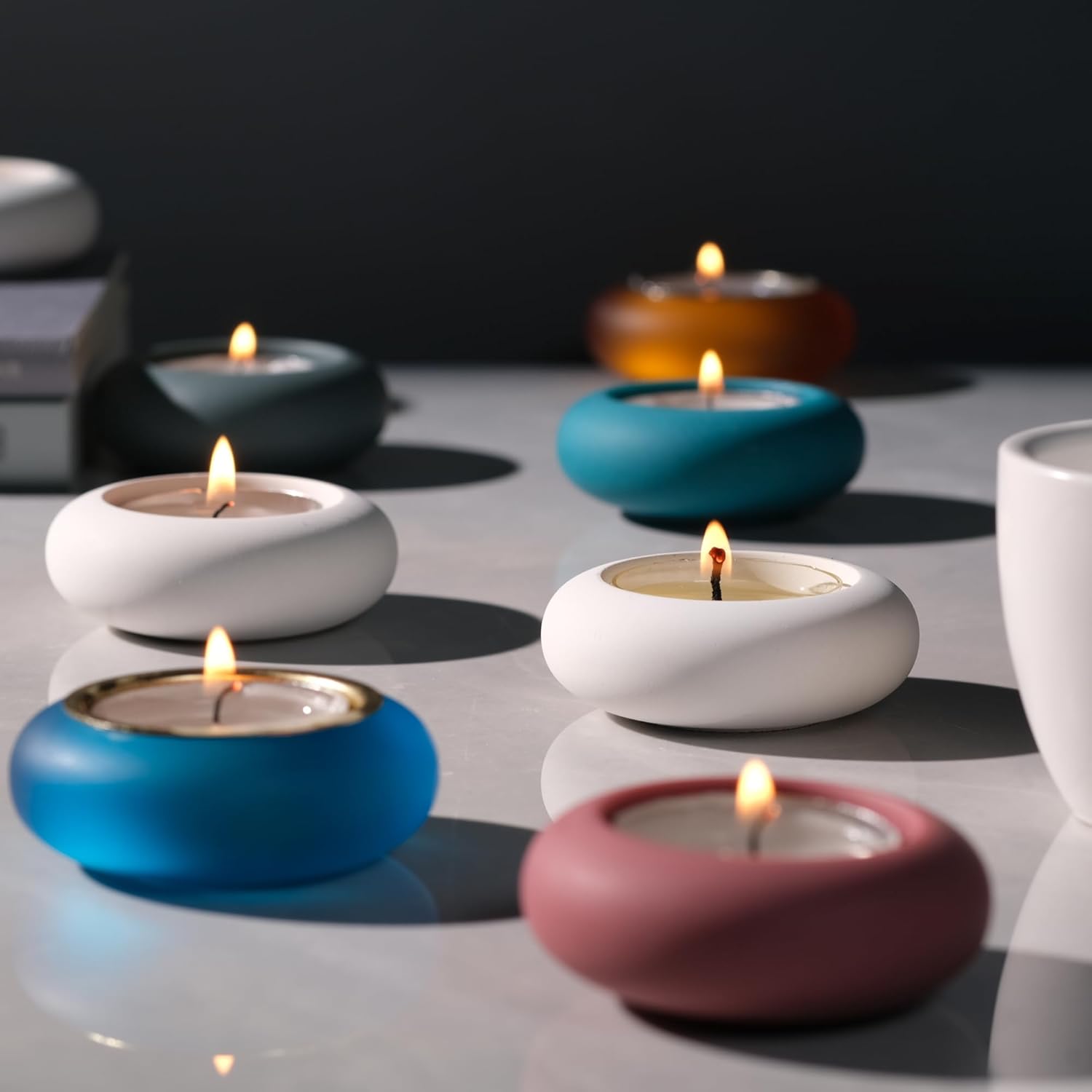 Handmade Pebble Tealight Candl - Candle Holder Set 评论和价格