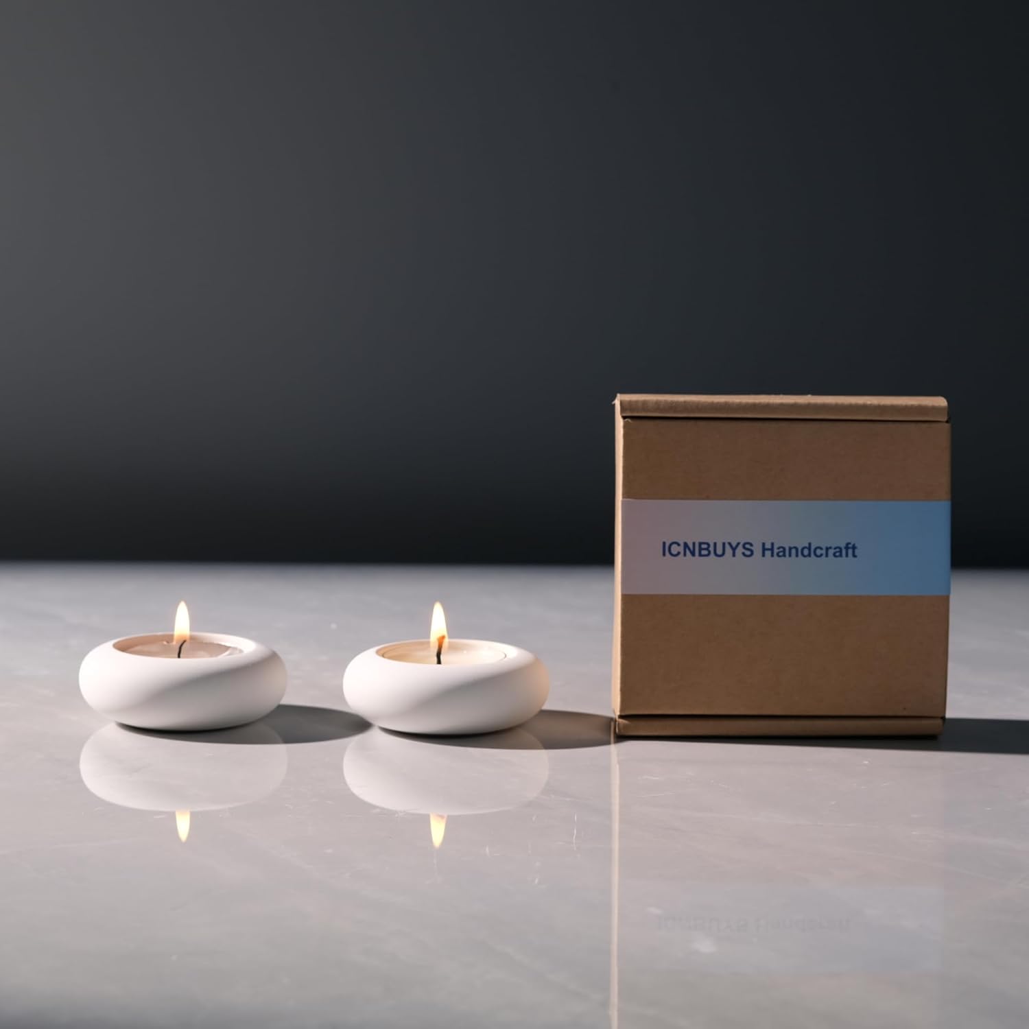 Handmade Pebble Tealight Candl - Candle Holder Set 评论和价格