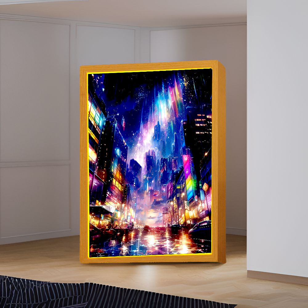 Beautiful City Light Painting  - Lighting Room Decor Photo 评论和价格