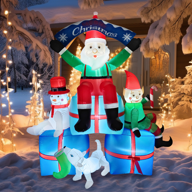 2.1M/6.8FT Inflatable Santa Cl - Santa'S Elves Holiday Lighting & Decor Llc 评论和价格