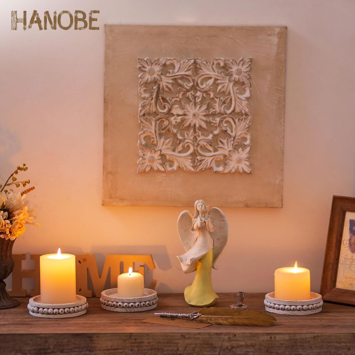 Wooden Candle Holder for Pilla - Candle Holder Set 评论和价格