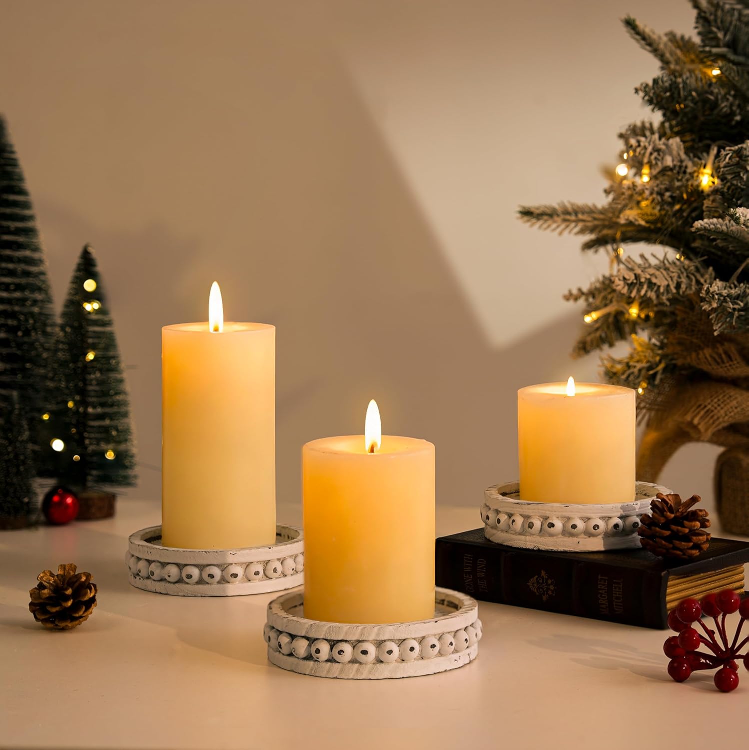 Wooden Candle Holder for Pilla - Candle Holder Set 评论和价格