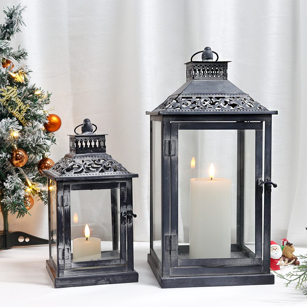 Set of Two Antique Grey Metal  - Candle Holder Set 评论和价格
