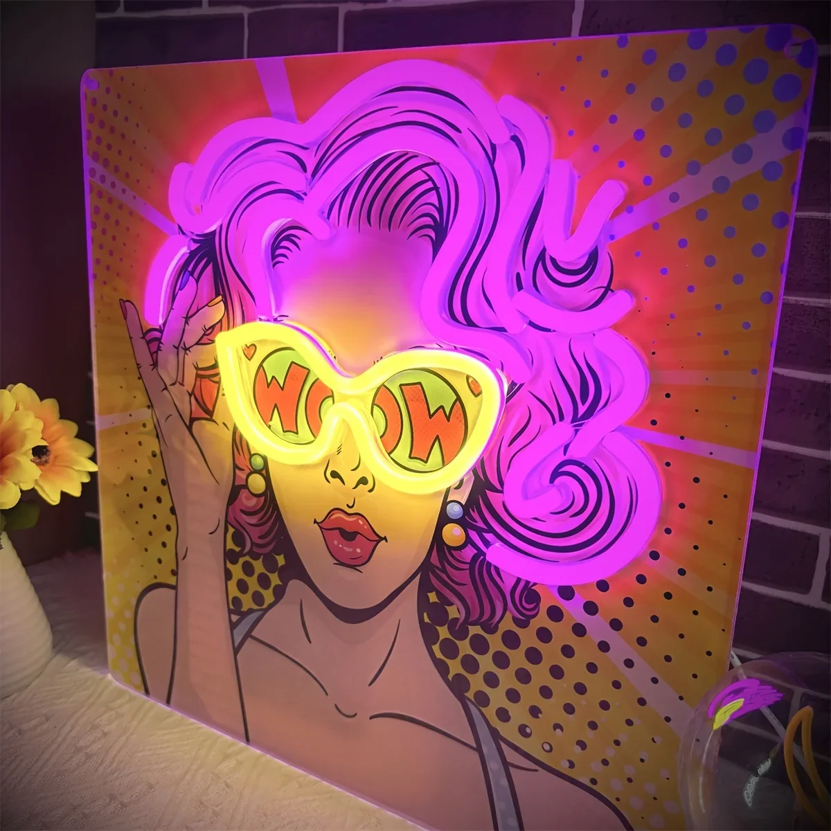 Wow Lady Pop Art LED Neon Sign - Lighting Decor Wow 评论和价格