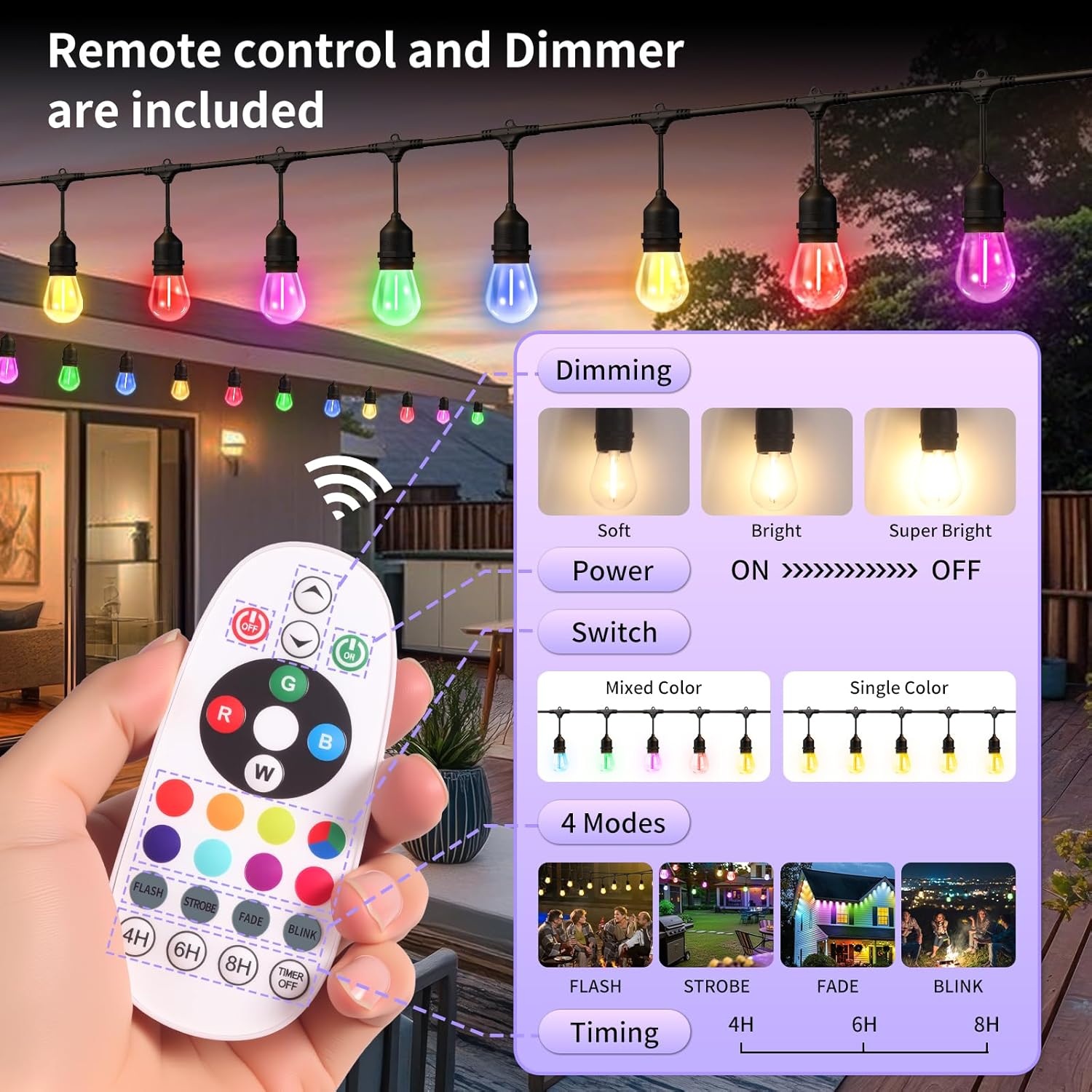 74FT Outdoor String Lights wit - String Light Outdoor 评论和价格
