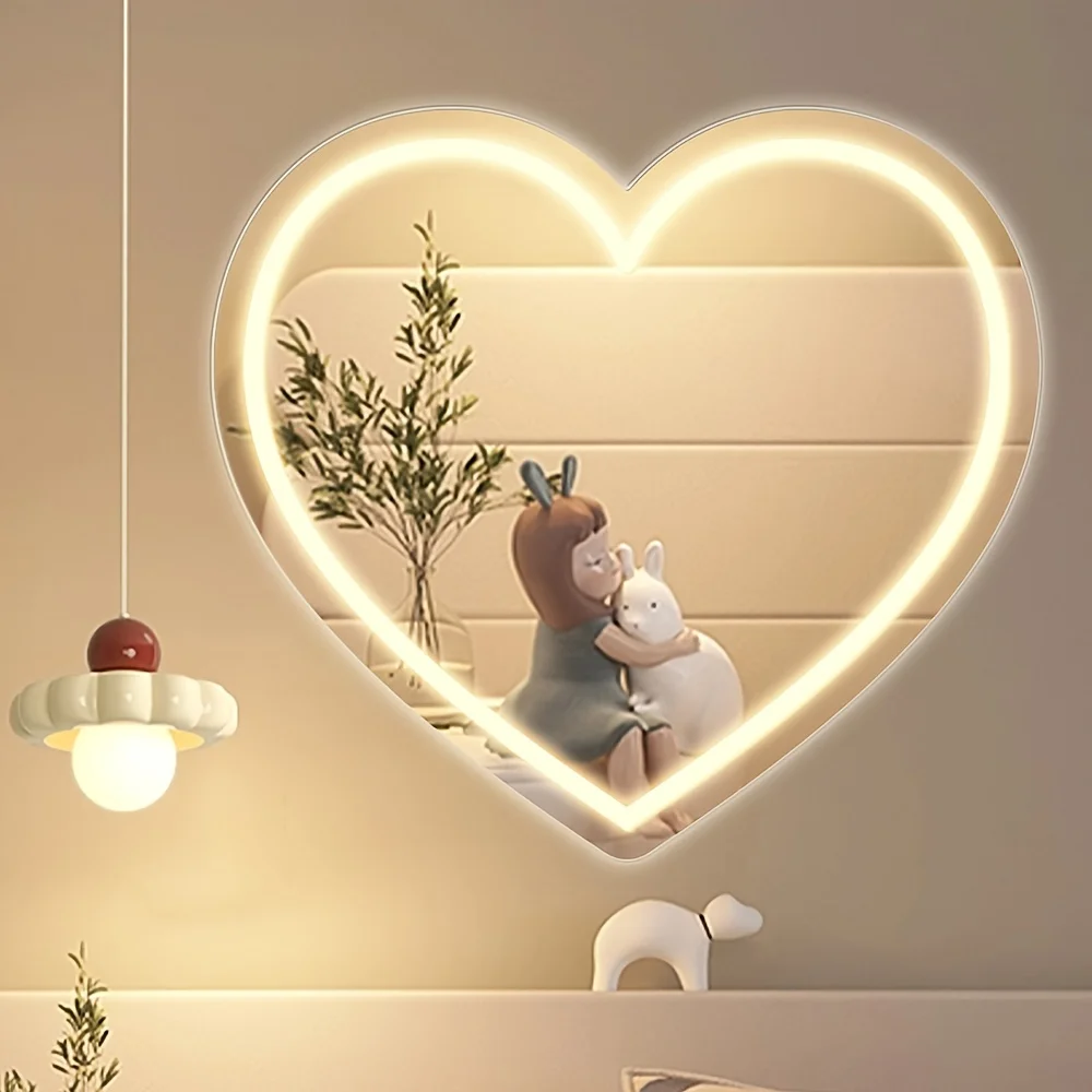 Heart Shape LED Mirror with Wa - Lighting Room Decor Photo 评论和价格