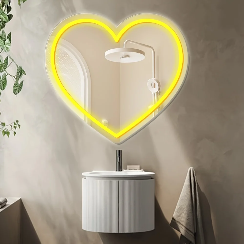 Heart Shape LED Mirror with Wa - Lighting Room Decor Photo 评论和价格