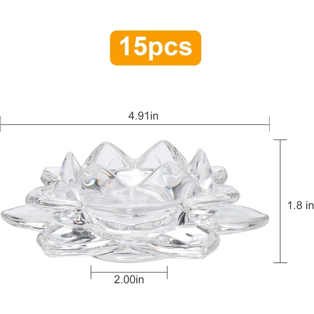 Crystal Glass Lotus Candle Hol - Candle Holder Set 评论和价格