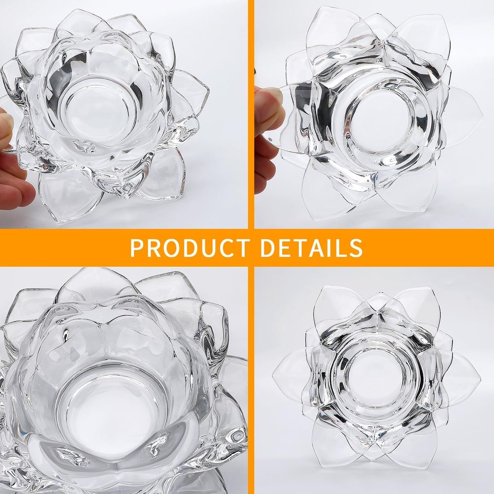 Crystal Glass Lotus Candle Hol - Candle Holder Set 评论和价格