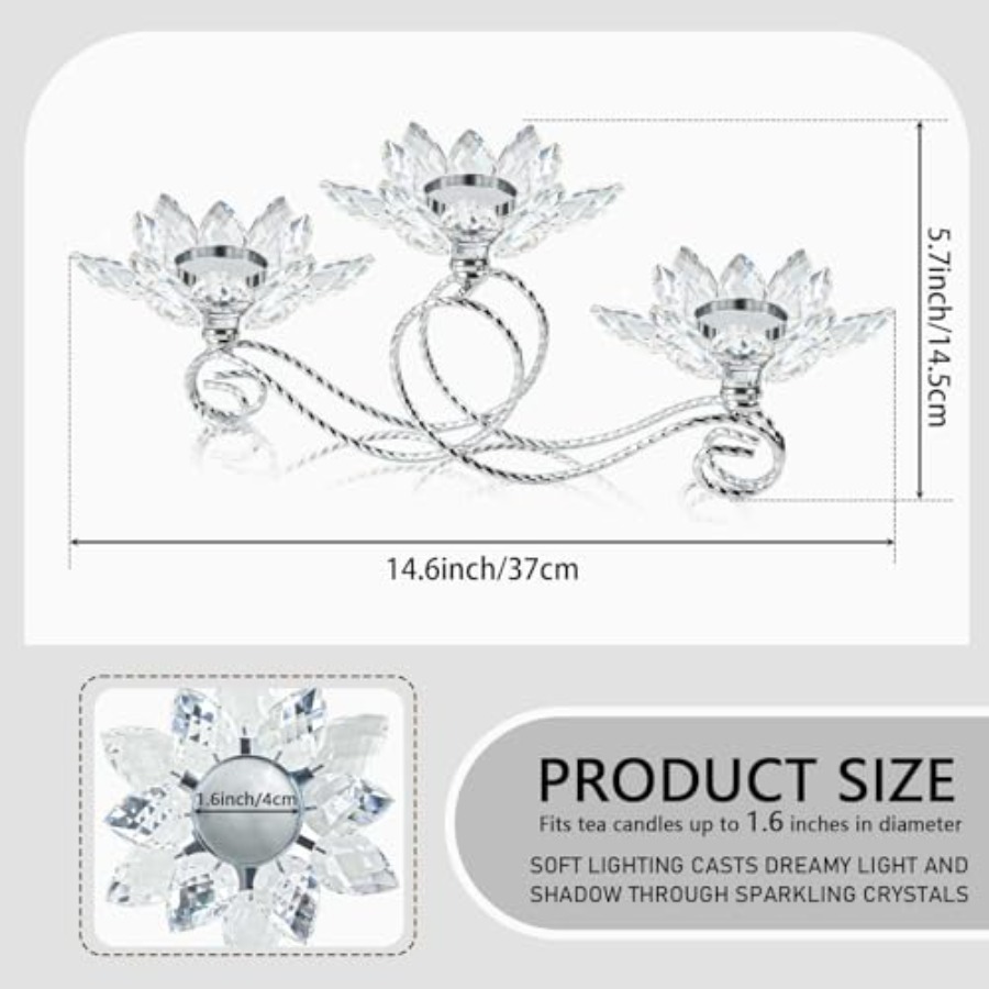 2Pcs Siver Crystal Metal Tea L - Candle Holder Set 评论和价格