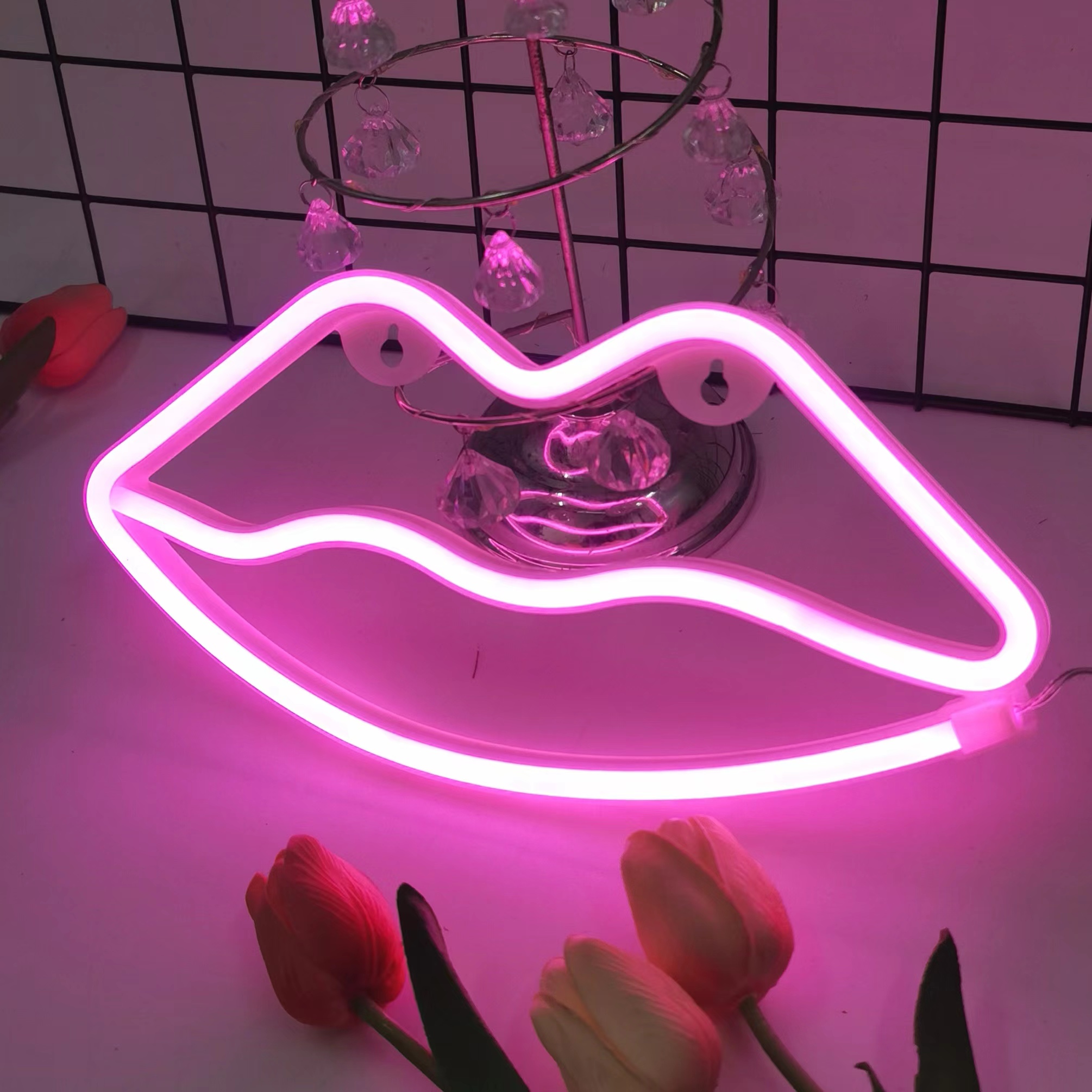 Pink lip shaped neon light, US - Foyer Lighting Wall Decor 评论和价格