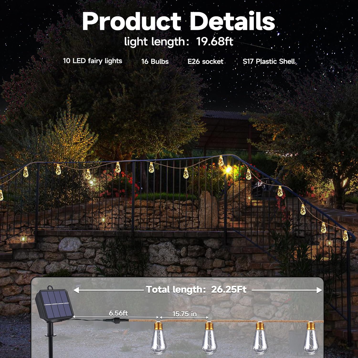Solar Outdoor String Lights 20 - String Light Outdoor 评论和价格
