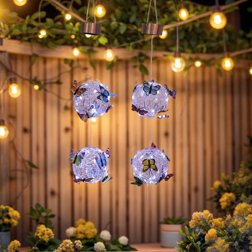 2 Balls Colorful Butterfly Sol - String Light Outdoor 评论和价格