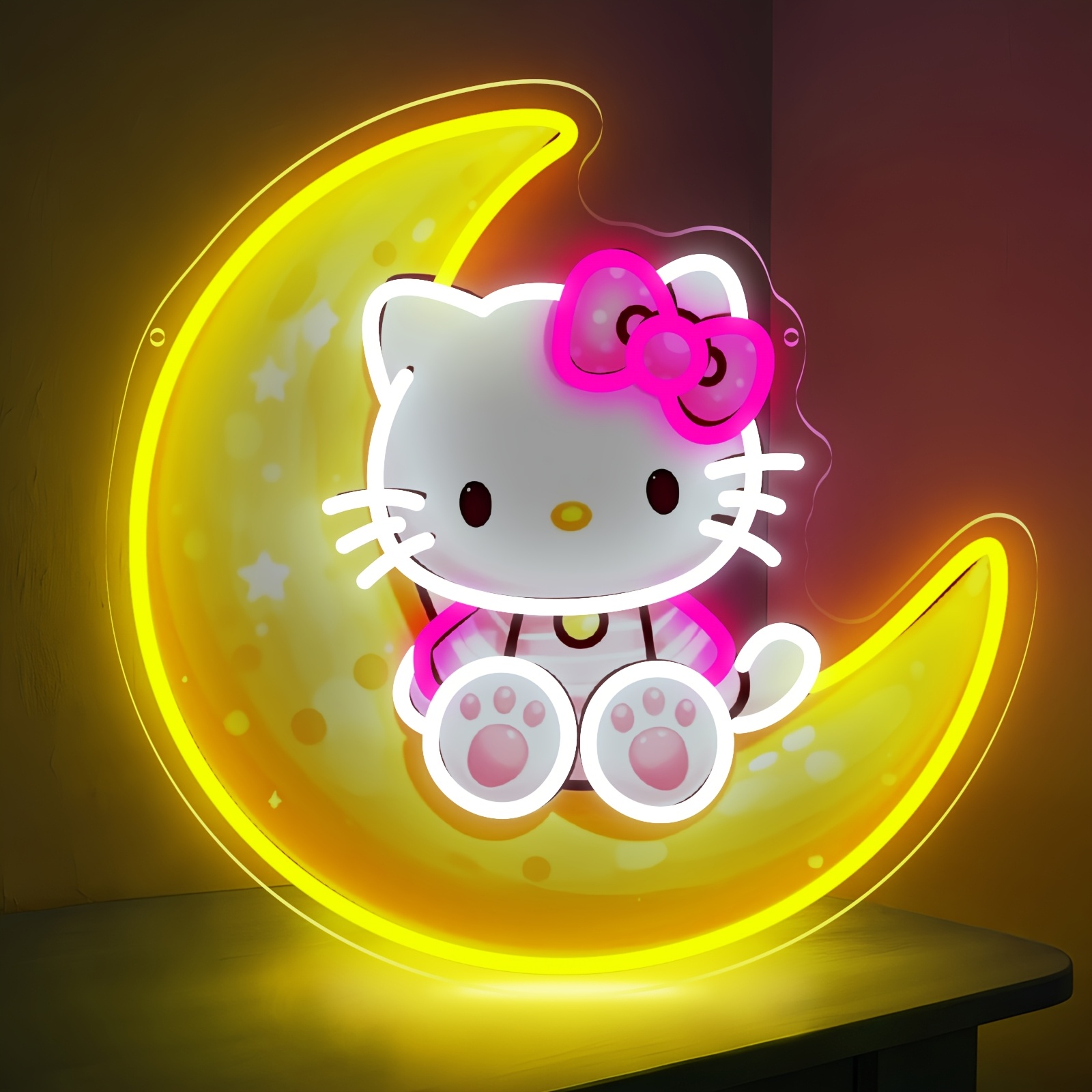 Hello Kitty on Moon Yellow Cut - Lighting Room Decor Items 评论和价格