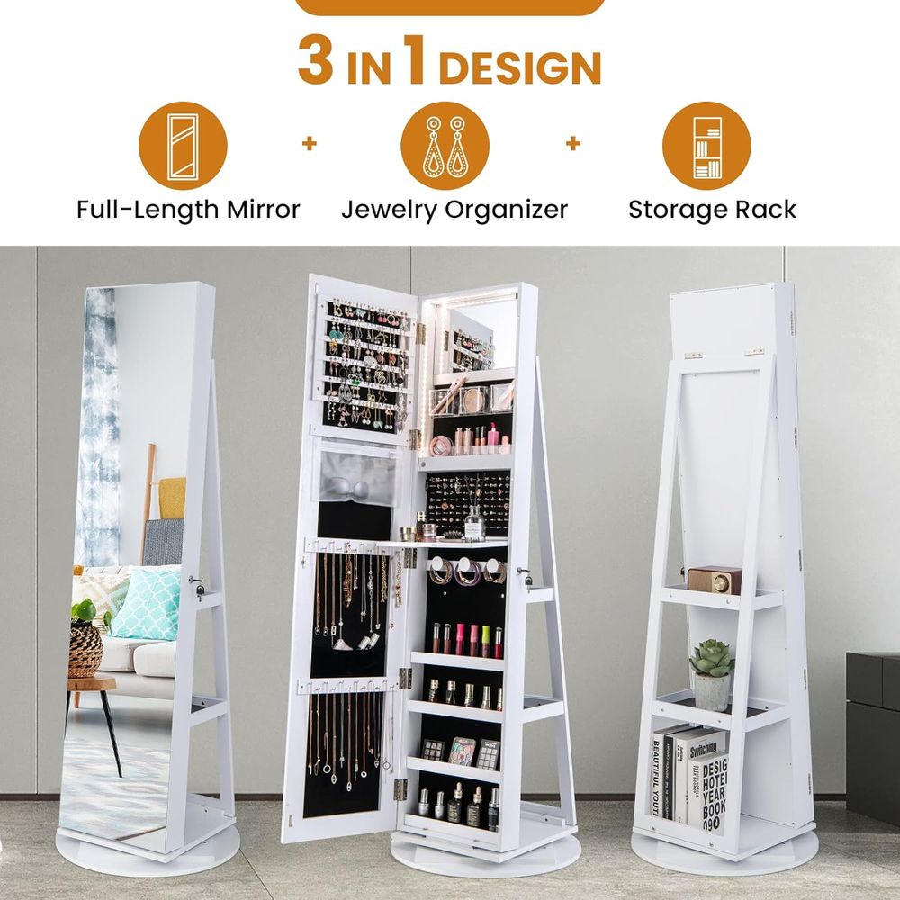 360° Swivel Jewelry Cabinet wi - Furniture Lighting & Decor Magazine 评论和价格