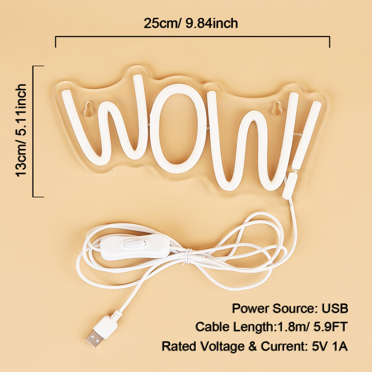 Chi-buy LED Neon WOW USB Power - Lighting Decor Wow 评论和价格