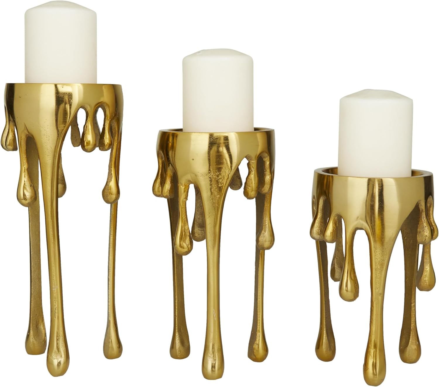 Gold Abstract Aluminum Candle  - Candle Holder Set 评论和价格