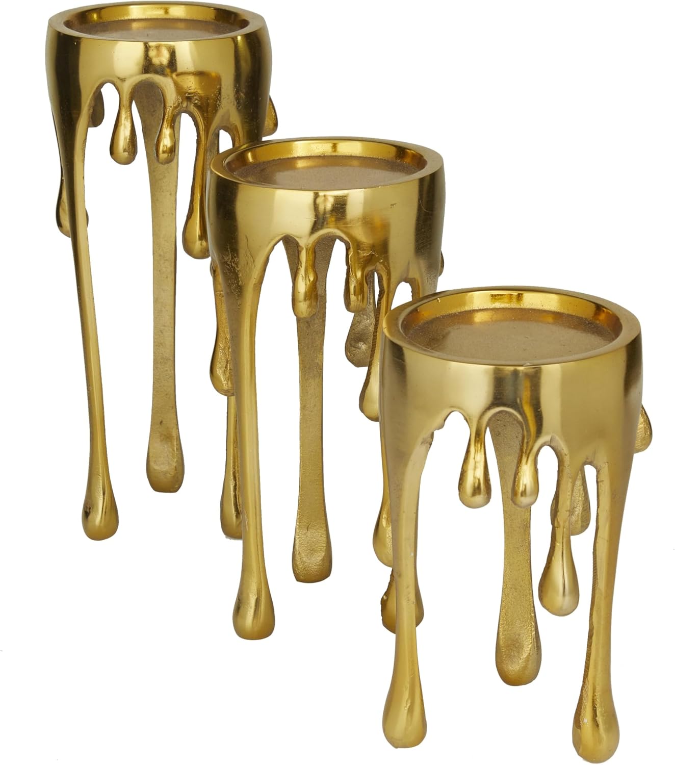 Gold Abstract Aluminum Candle  - Candle Holder Set 评论和价格