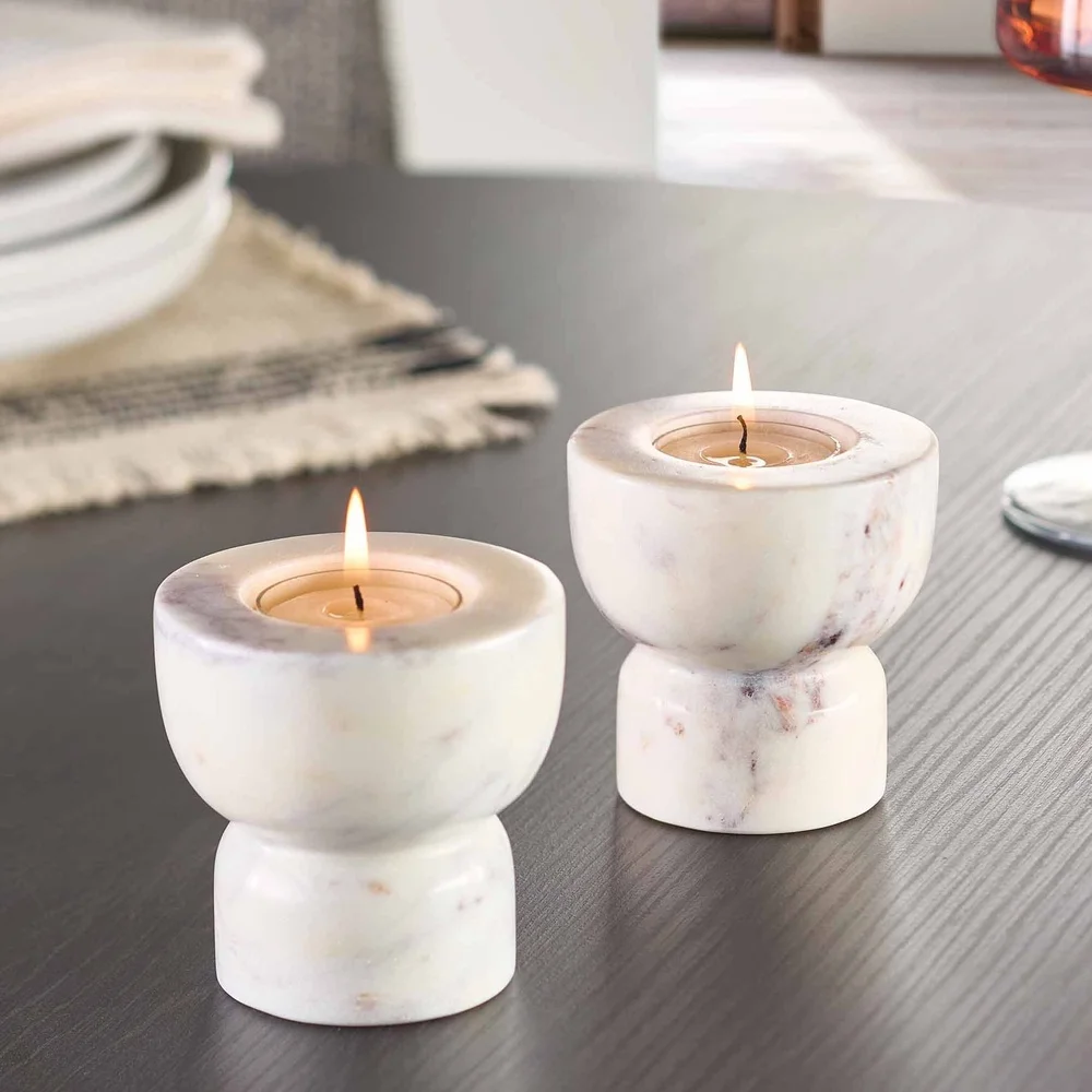 Modern Marble Candleholder Set - Candle Holder Set 评论和价格