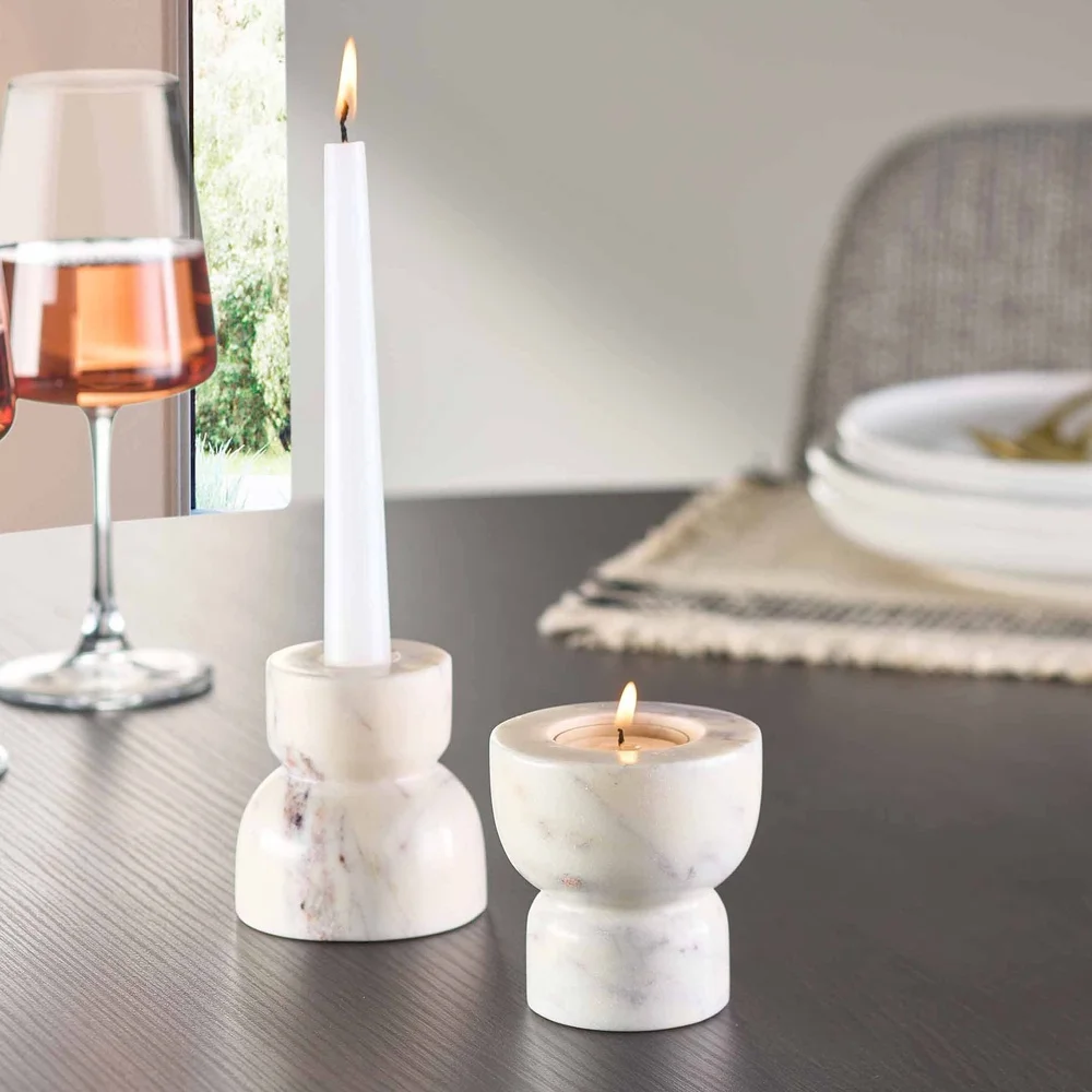 Modern Marble Candleholder Set - Candle Holder Set 评论和价格