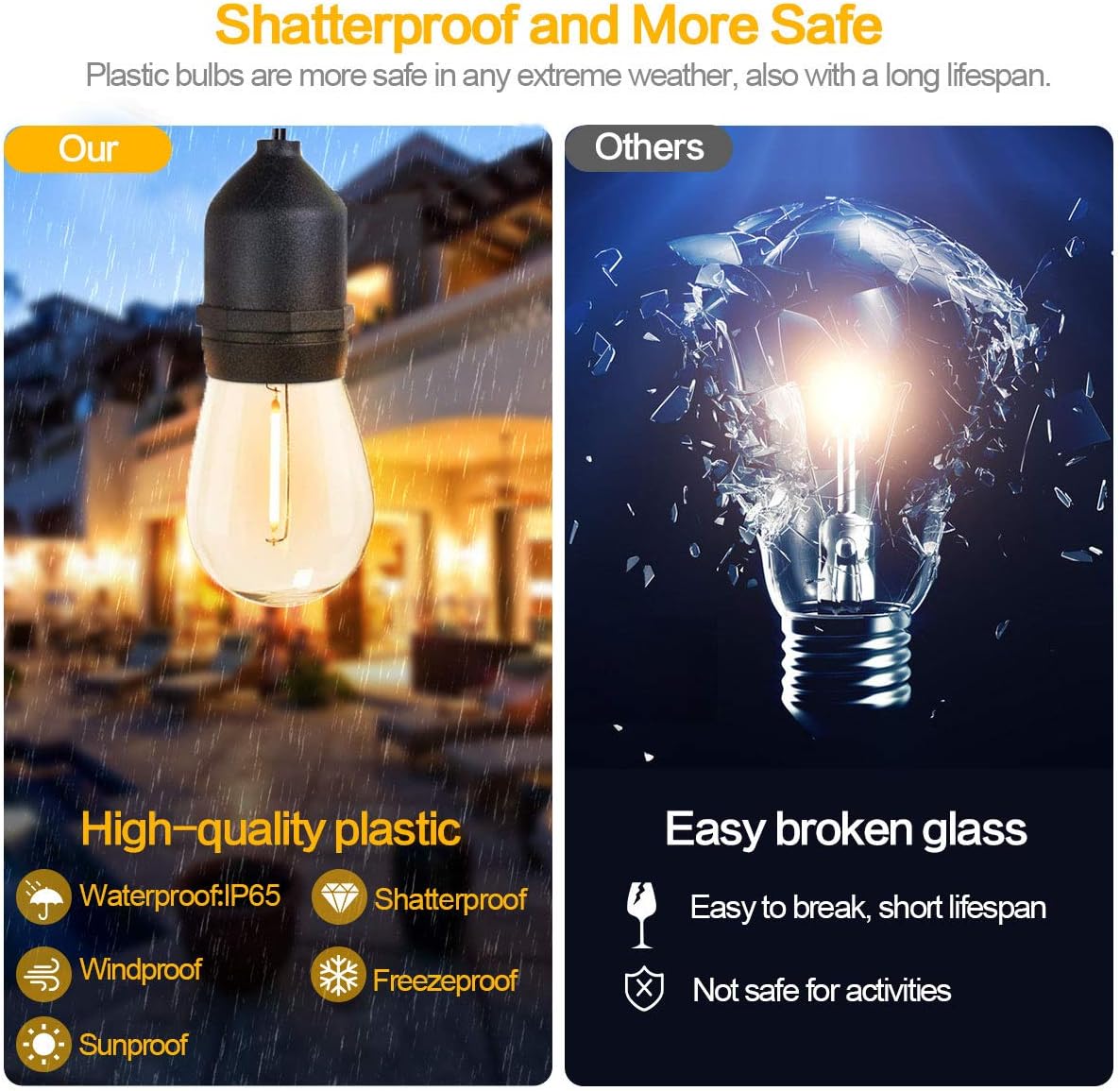 100FT Outdoor String Lights, 3 - String Light Outdoor 评论和价格