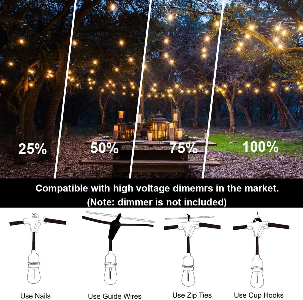 100FT Outdoor String Lights, 3 - String Light Outdoor 评论和价格