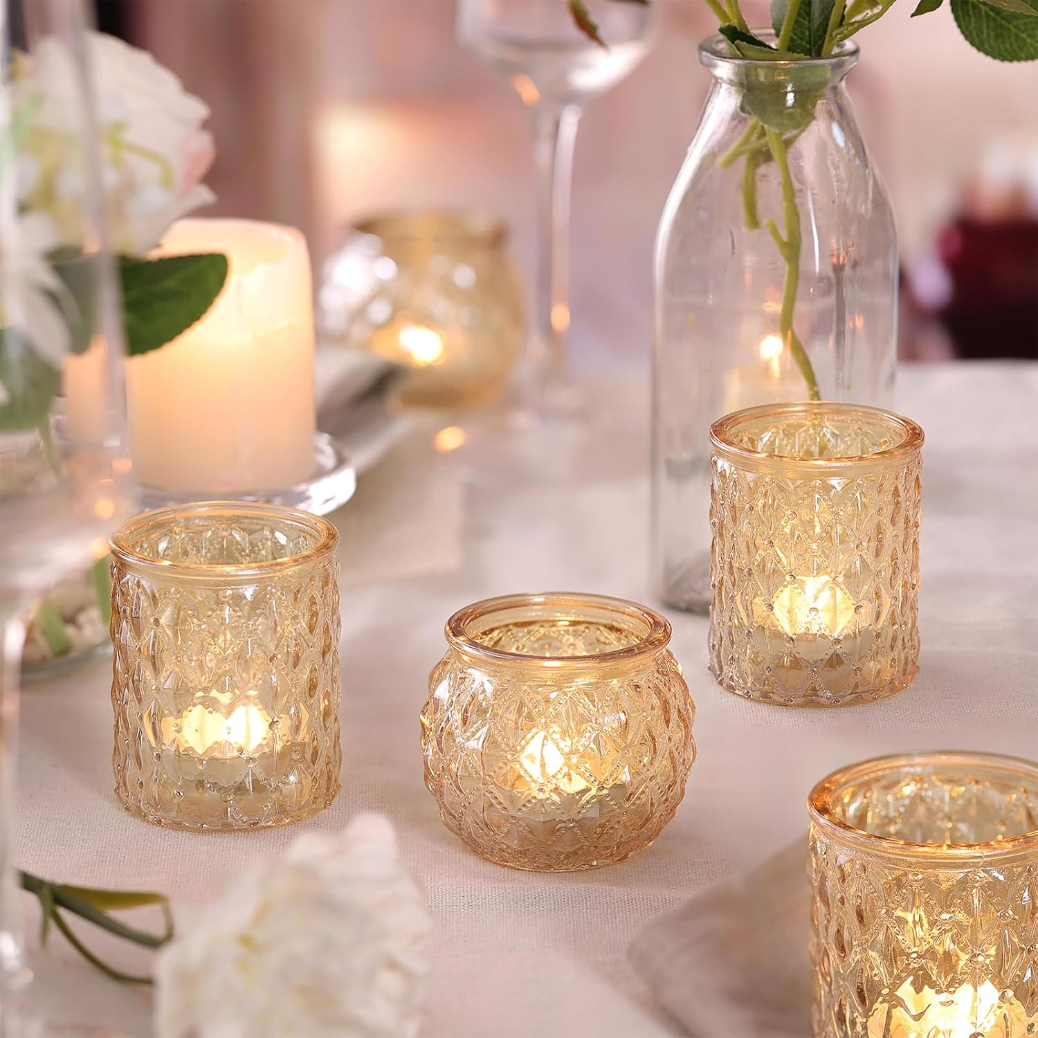 Gold Votive Candle Holders for - Candle Holder Set 评论和价格