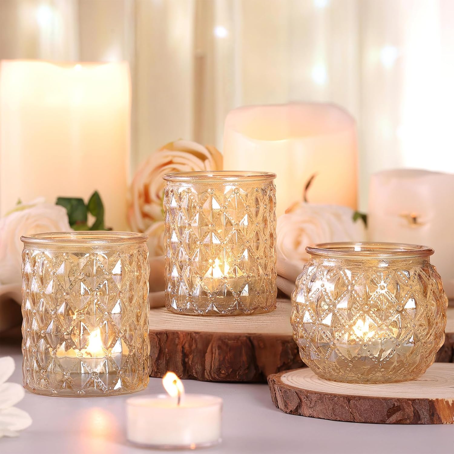 Gold Votive Candle Holders for - Candle Holder Set 评论和价格