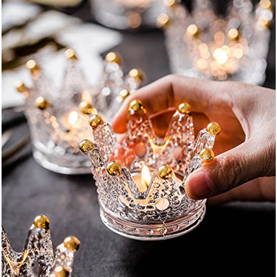 Crown Glass Tealight Candle Ho - Candle Holder Set 评论和价格