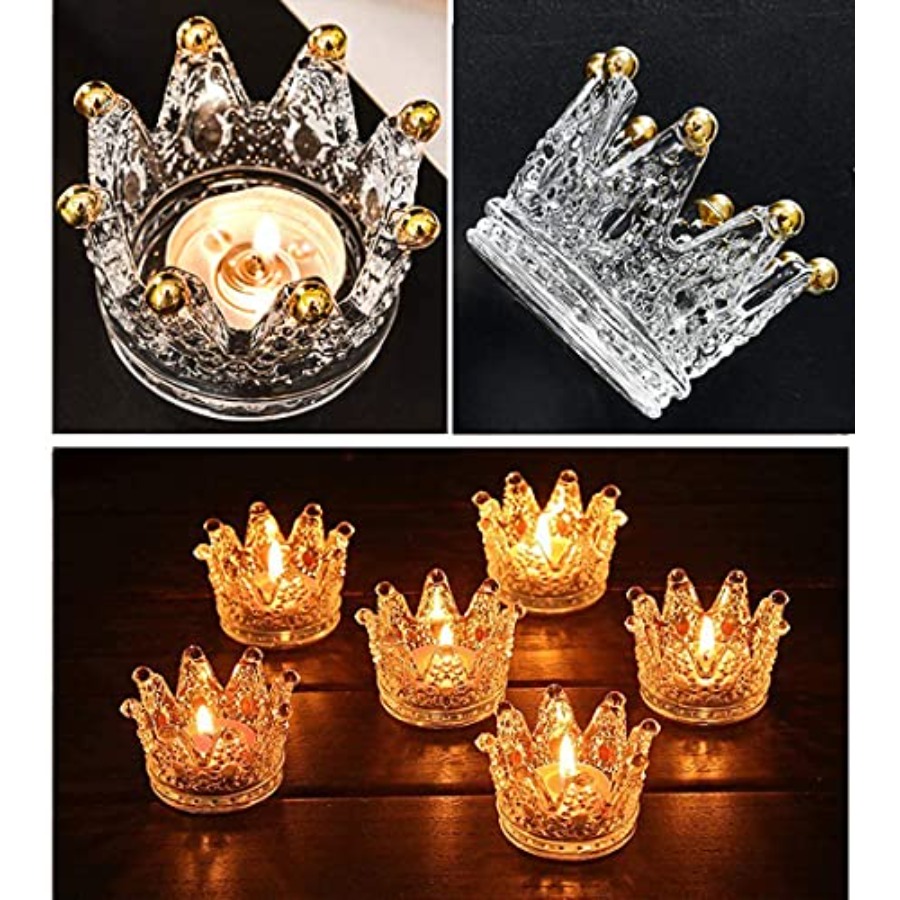 Crown Glass Tealight Candle Ho - Candle Holder Set 评论和价格
