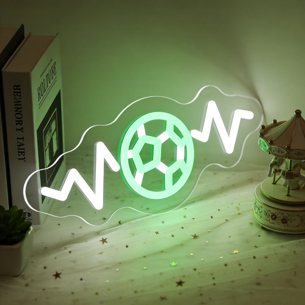 WOW Football Neon Sign LED Gre - Lighting Decor Wow 评论和价格