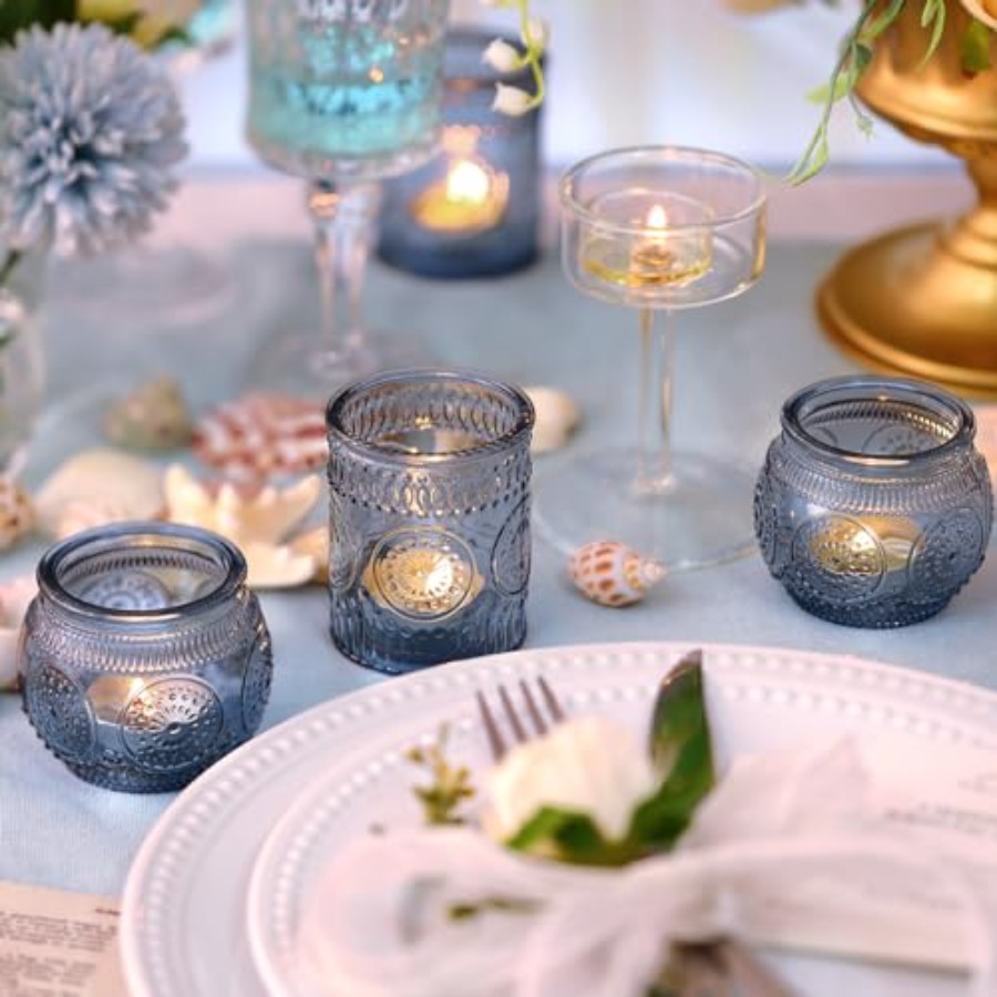 24Pcs Blue Votive Candle Holde - Lighting Decor Wedding 评论和价格