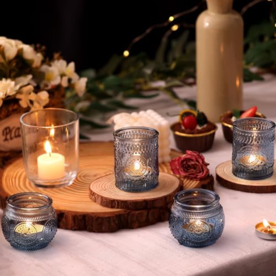 24Pcs Blue Votive Candle Holde - Lighting Decor Wedding 评论和价格
