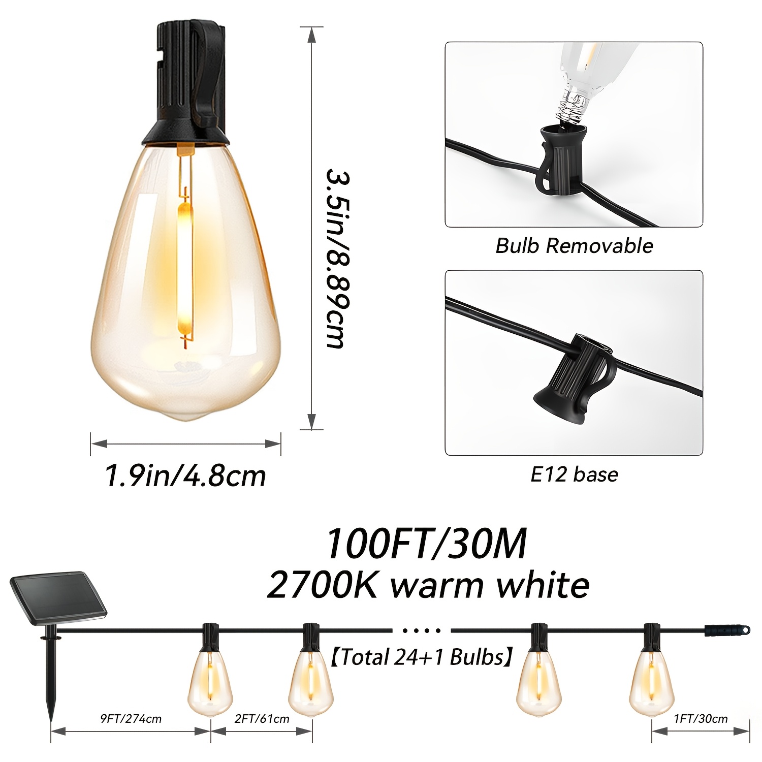 50/100 Ft Solar Outdoor String - String Light Outdoor 评论和价格