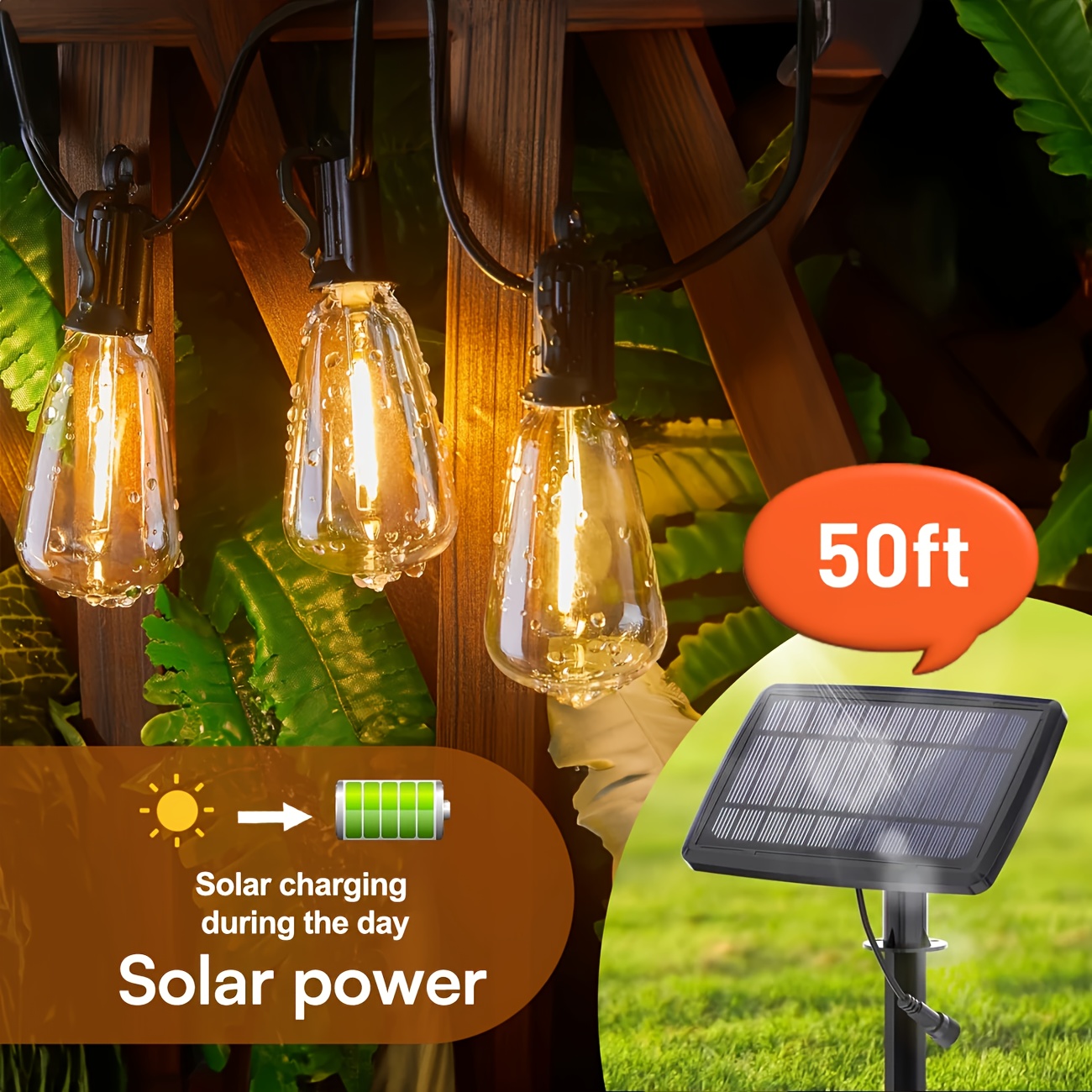 50/100 Ft Solar Outdoor String - String Light Outdoor 评论和价格