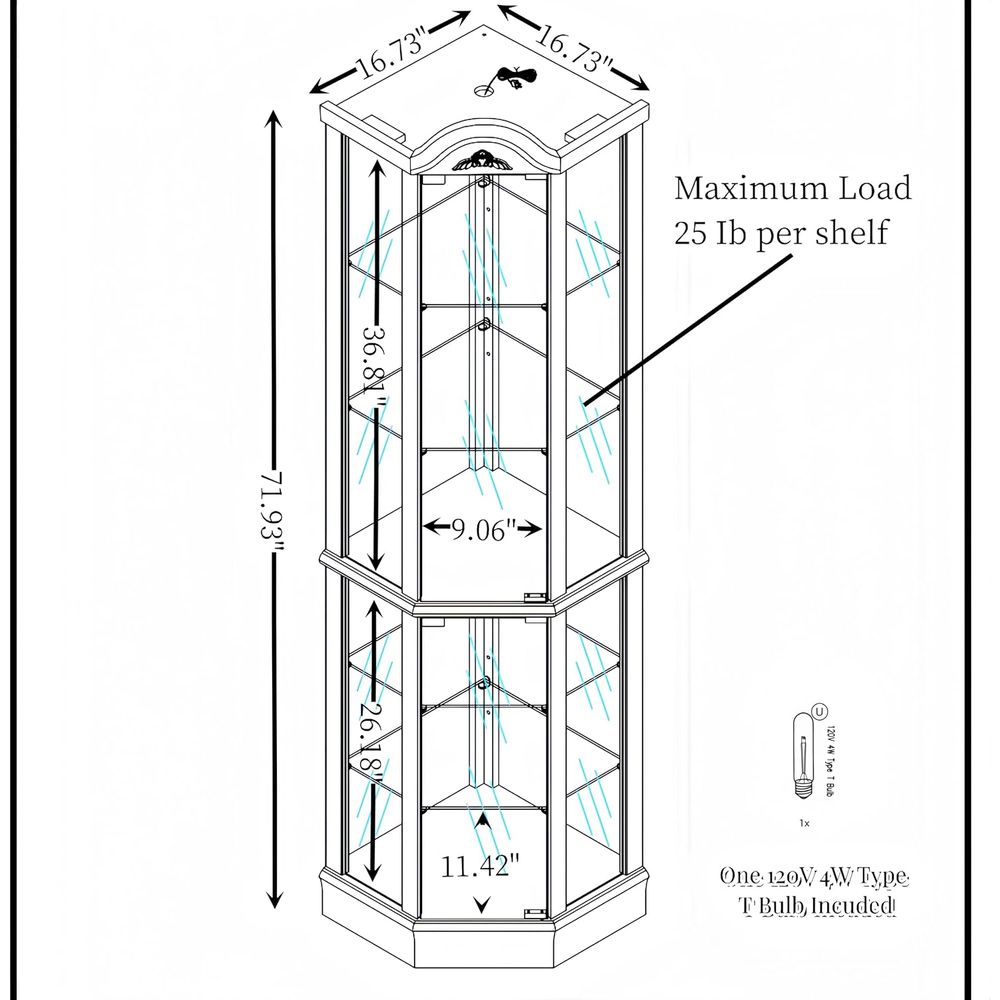 72 Tall Glass Curio Cabinet wi - Home Lighting & Decor St Catharines On 评论和价格