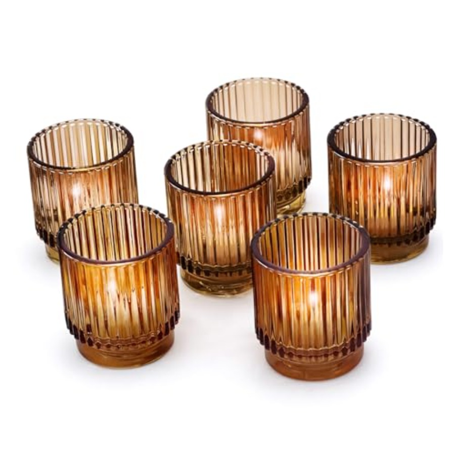 Vintage Glass Tealight and Amb - Candle Holder Set 评论和价格