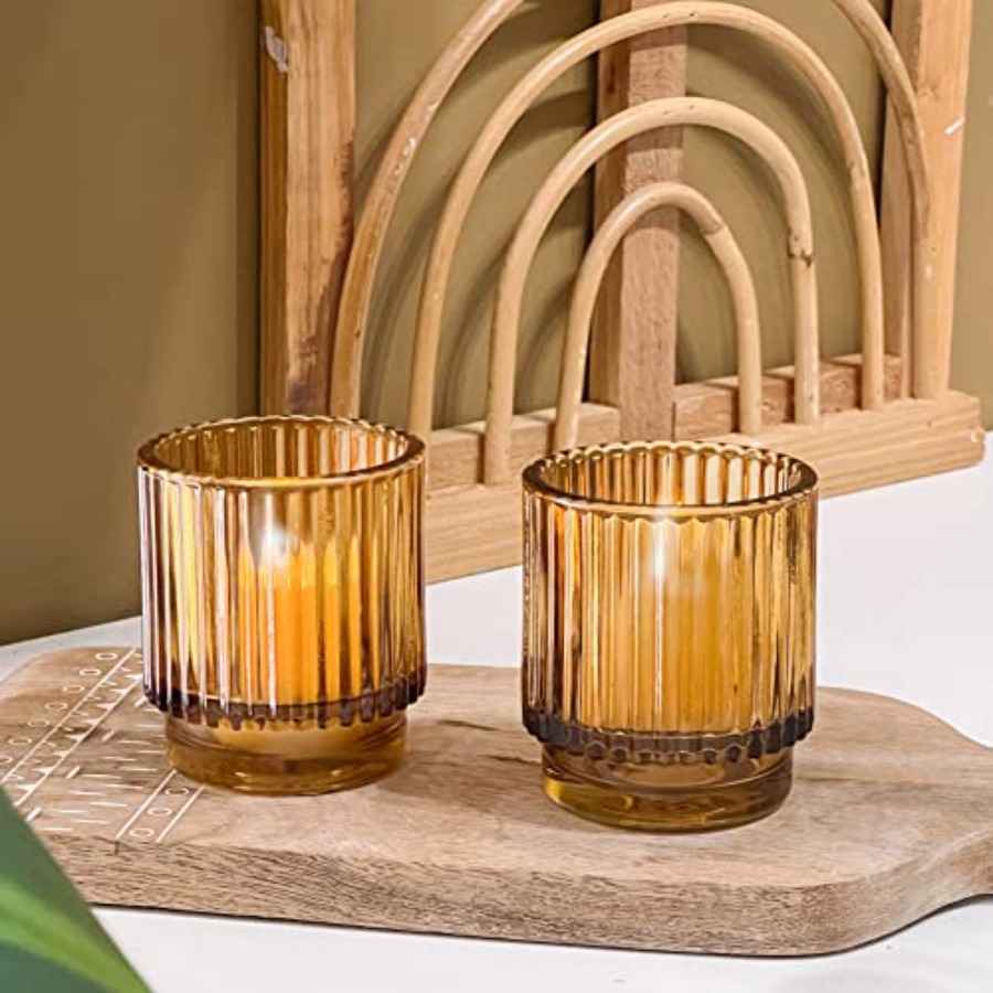 Vintage Glass Tealight and Amb - Candle Holder Set 评论和价格