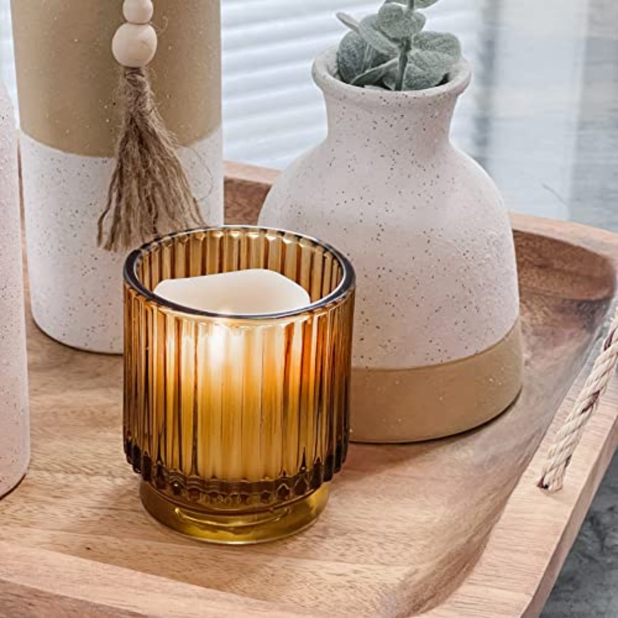Vintage Glass Tealight and Amb - Candle Holder Set 评论和价格