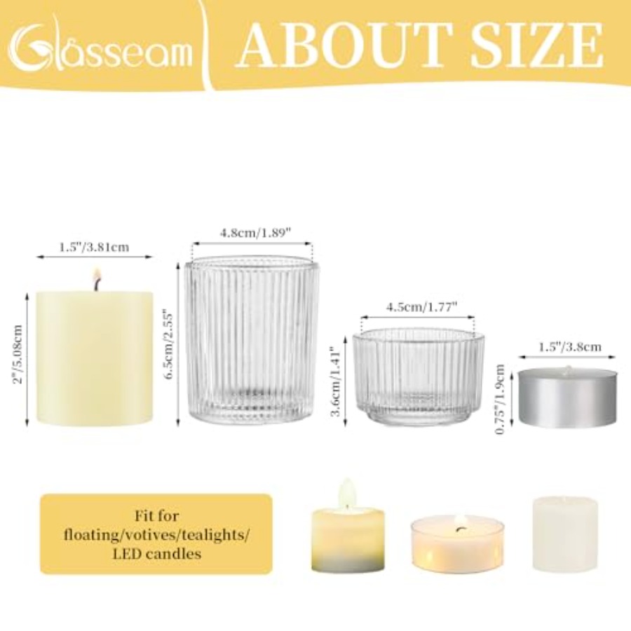 Clear Glass Votive Candle Hold - Candle Holder Set 评论和价格