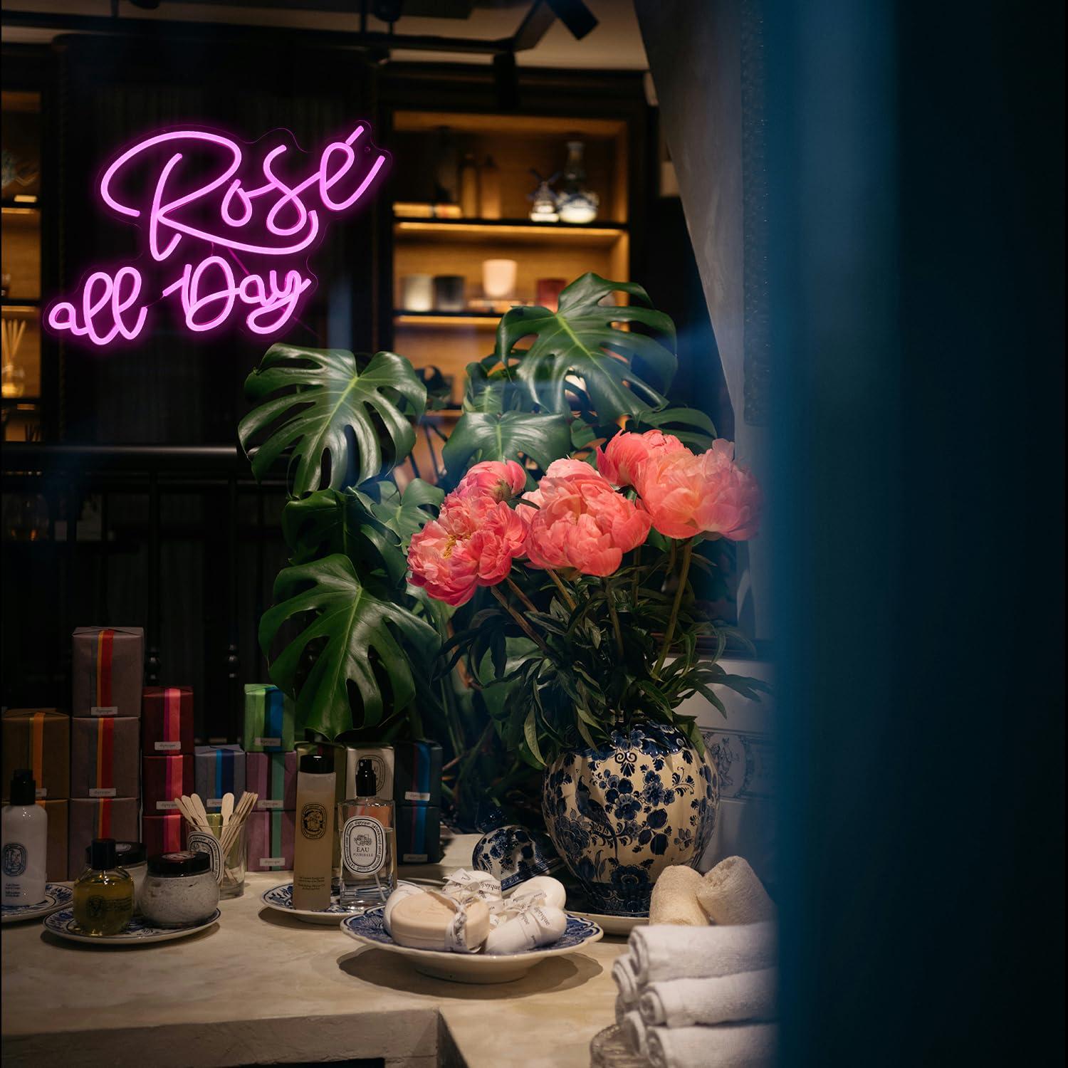 Rose All Day Neon Sign Dimmabl - Lighting Decor Wedding 评论和价格